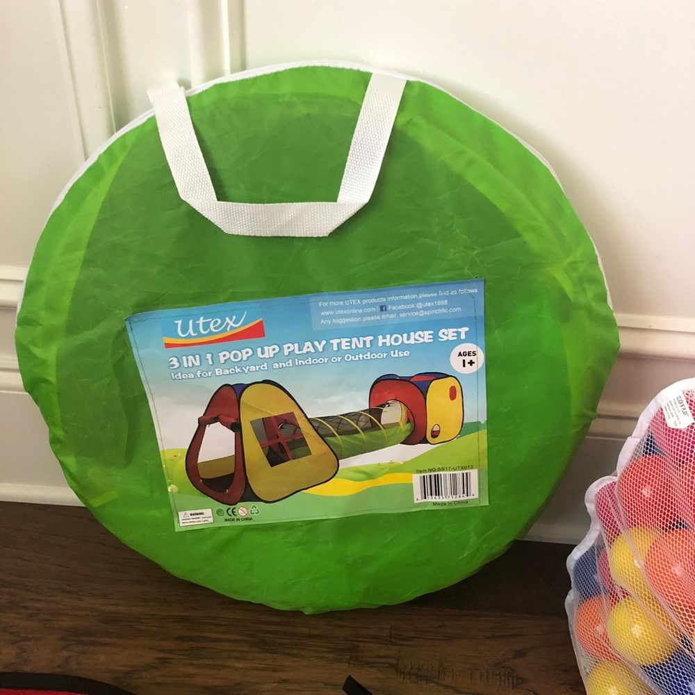 3 in 1 pop up play tent house set